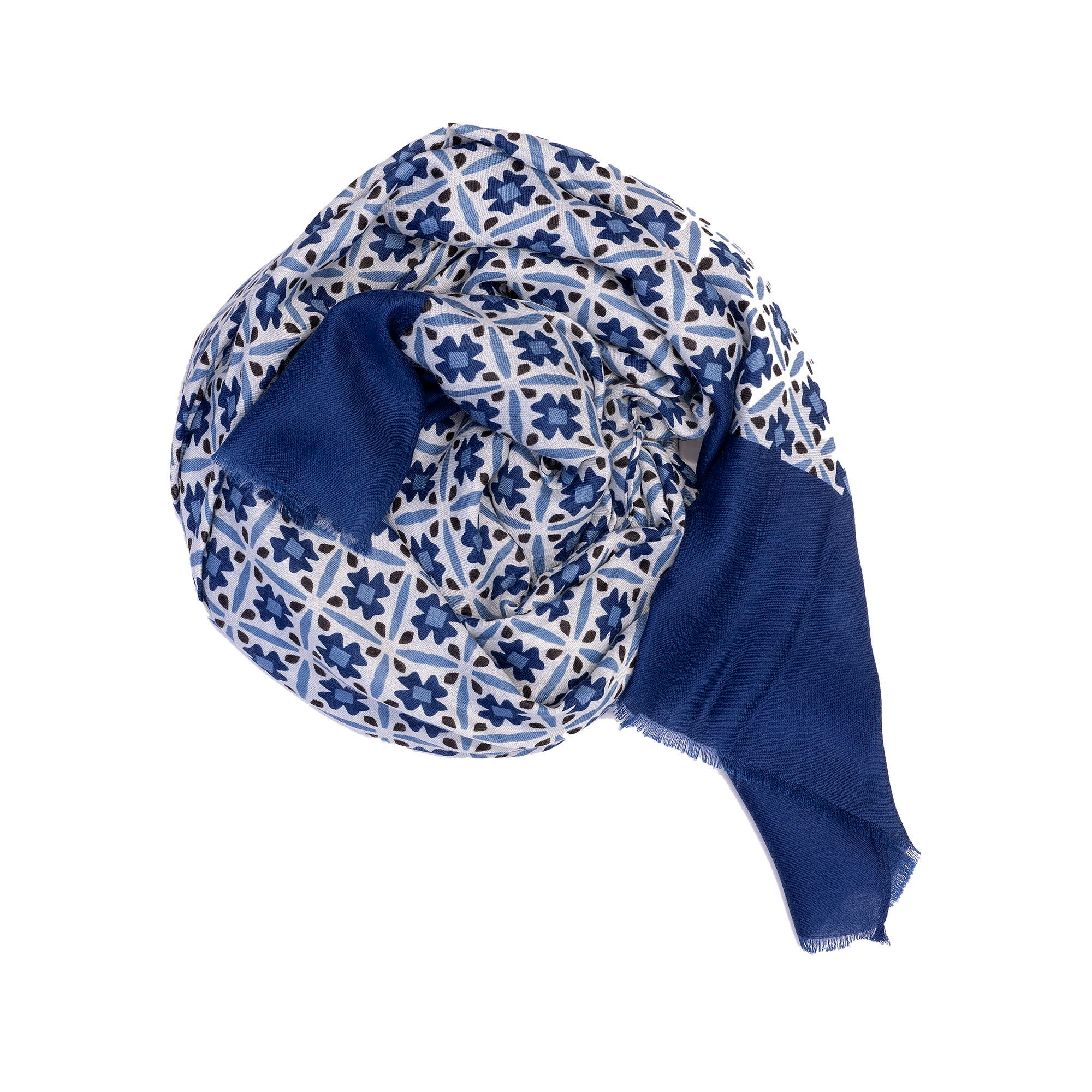 Bufanda Duomo Floral Azul Claro