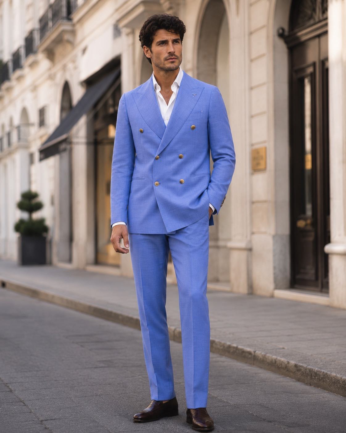 Traje Brera Celeste Cruzado