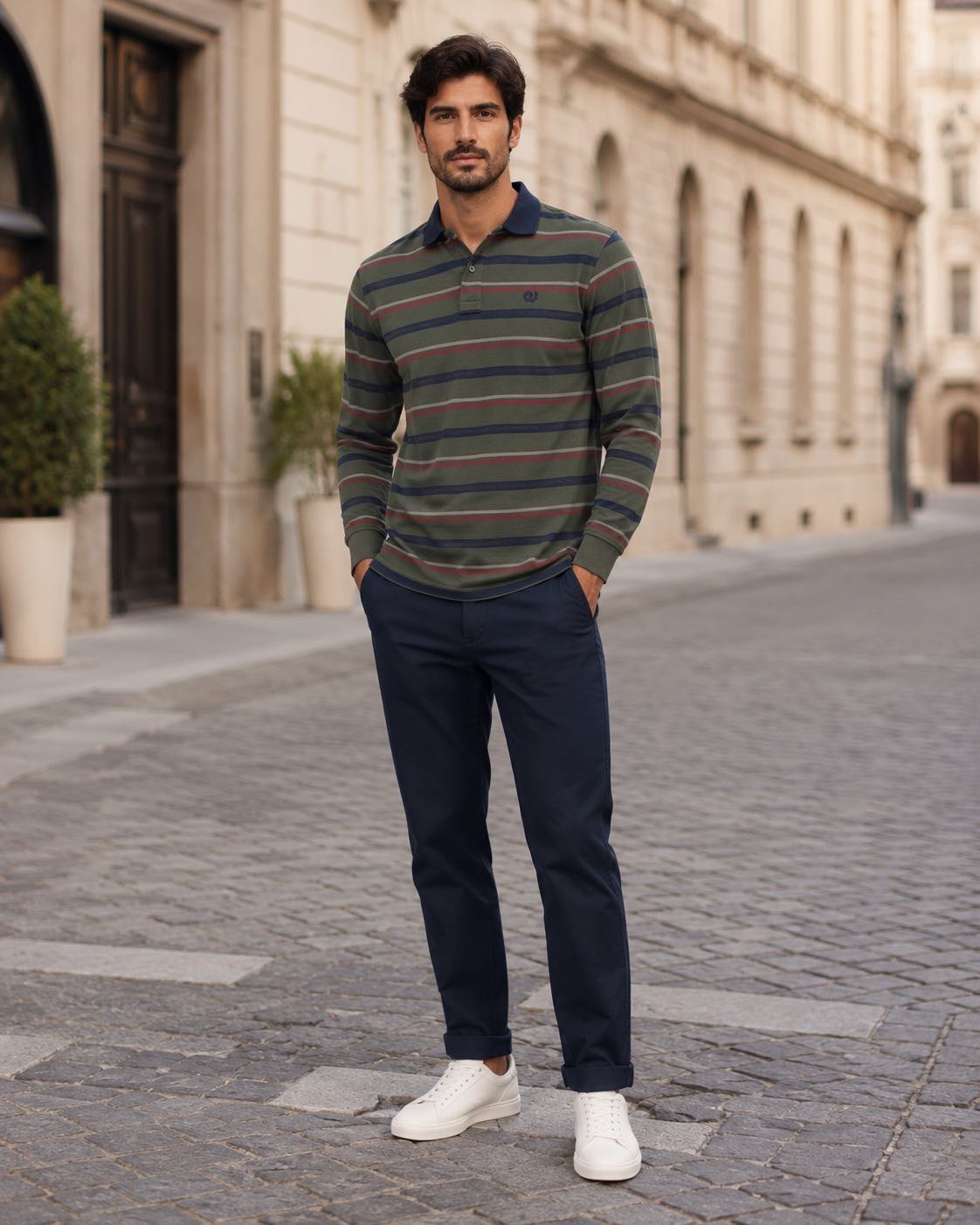 Polo Naviglio Rayado Oliva