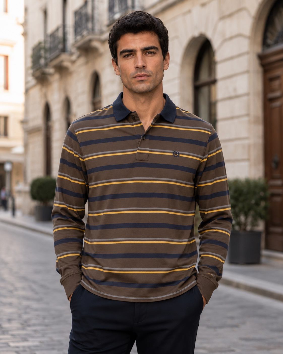 Polo Brera Rayado Café