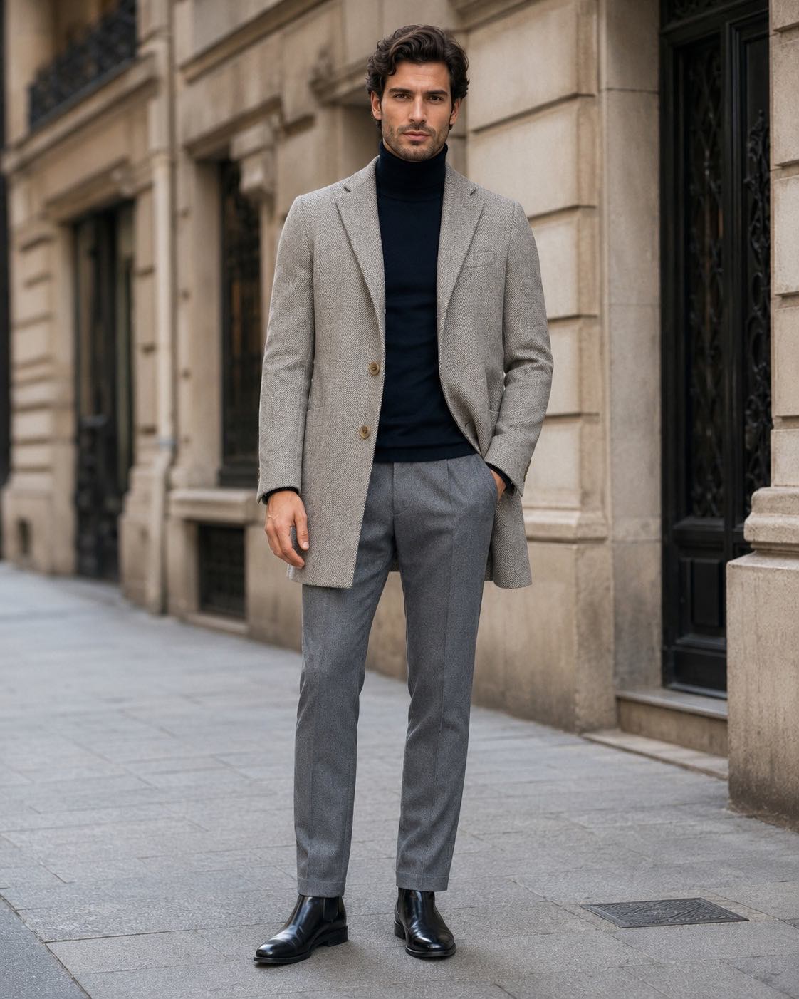Abrigo Milano gris espiga