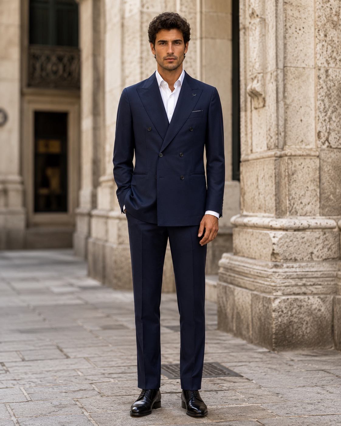 Traje Naviglio Azul Cruzado