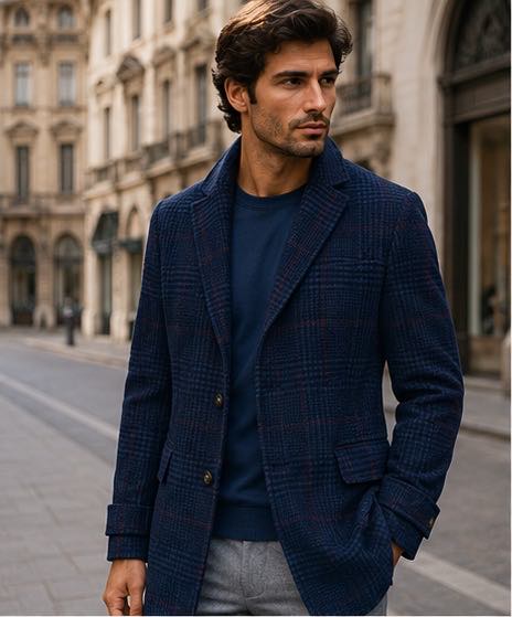 Abrigo Milano cuadro azul marino
