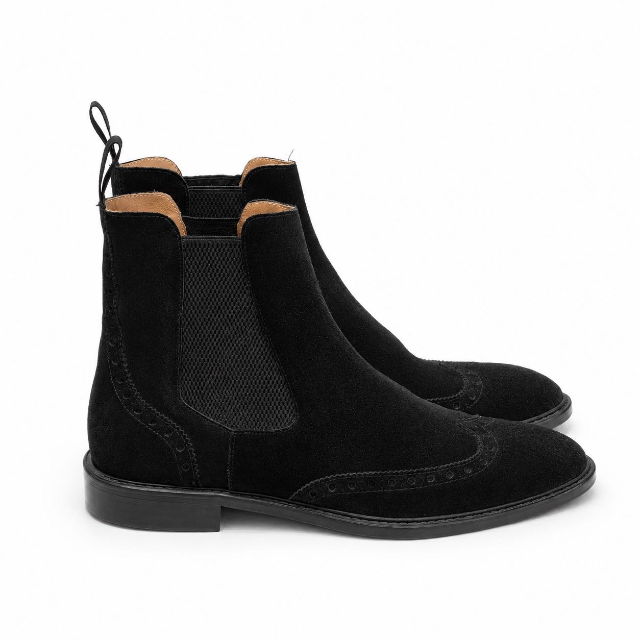 Chelsea Scala Brogue Negro Gamuza