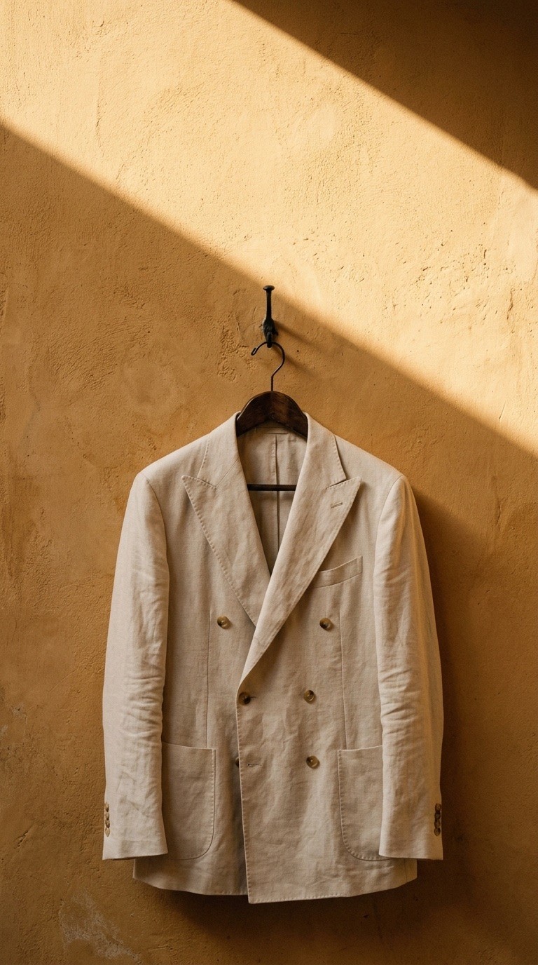 Chaqueta italiana de lino en el atelier